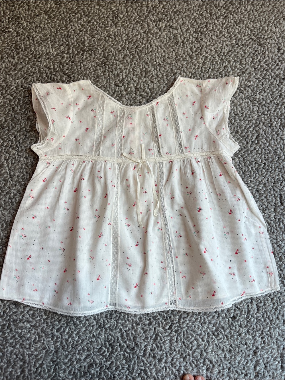 BonpointGirls' White Floral Tie-Front Top - Lightweight Summer Shirt